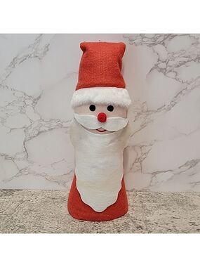 Cute Vintage handmade felt Cone shaped Santa Claus tree topper